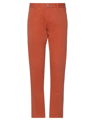 Shop Basicon Man Pants Rust Size 30 Cotton, Elastane In Red