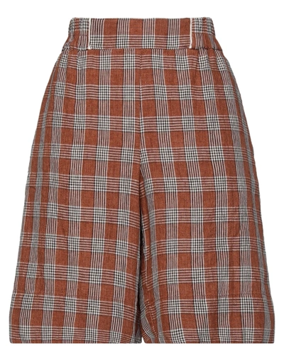 Momoní Woman Shorts & Bermuda Shorts Rust Size 2 Linen In Red
