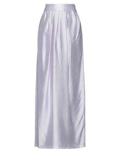 Shop Adam Lippes Woman Maxi Skirt Lilac Size 14 Acetate, Silk, Polyamide In Purple