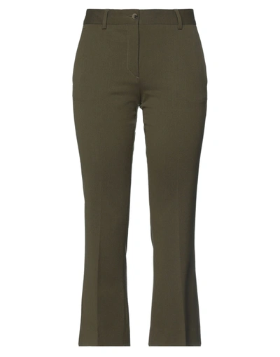 Shop Alberto Biani Cropped Pants In Military Green