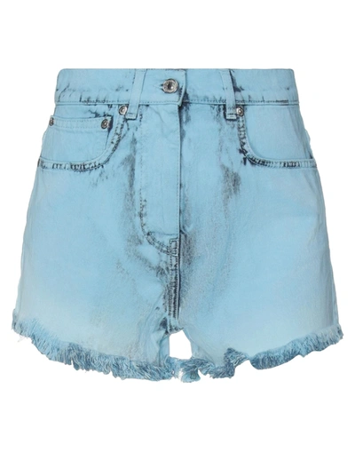 Msgm Distressed-effect Denim Shorts In Blue