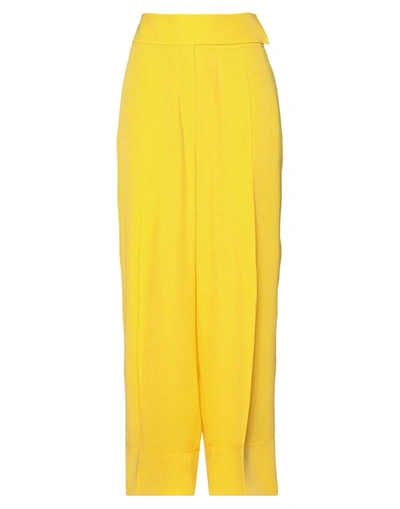 Shop Sara Battaglia Pants In Yellow