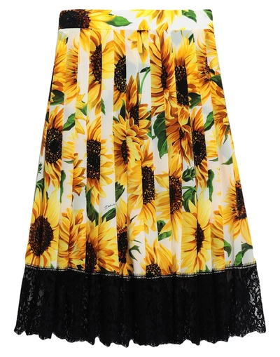 Shop Dolce & Gabbana Woman Midi Skirt Yellow Size 2 Silk, Cotton, Polyamide