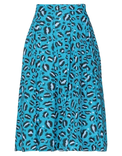 Shop Alessandro Enriquez Woman Midi Skirt Azure Size 8 Cotton In Blue