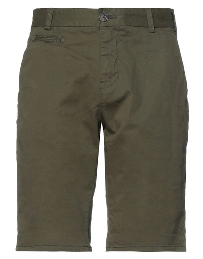 Shop Garcia Man Shorts & Bermuda Shorts Military Green Size M Cotton, Elastane