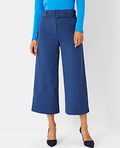 Shop Ann Taylor The Petite Belted Culotte Pant In Natural Indigo