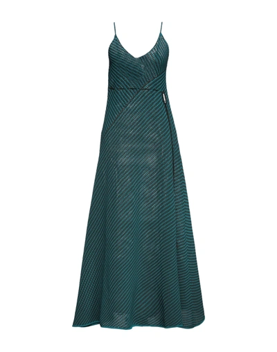 Shop Bottega Veneta Woman Maxi Dress Deep Jade Size L Cotton, Polyamide In Green