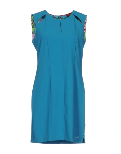 Shop Blugirl Blumarine Woman Mini Dress Turquoise Size 6 Polyester, Rayon, Elastane In Blue