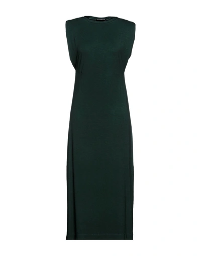 Shop Biancoghiaccio Woman Midi Dress Dark Green Size Xs Polyester, Elastane