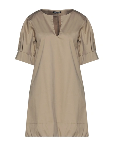 Shop Biancoghiaccio Woman Short Dress Beige Size 6 Cotton, Elastane