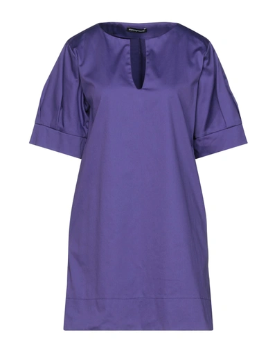 Shop Biancoghiaccio Woman Mini Dress Purple Size 4 Cotton, Elastane