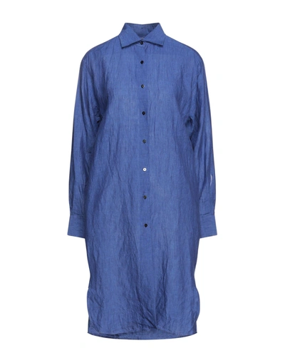 Shop Xacus Woman Midi Dress Blue Size 4 Linen