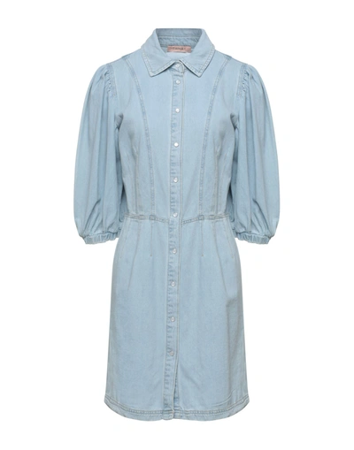 Shop Twinset Woman Mini Dress Blue Size 10 Cotton