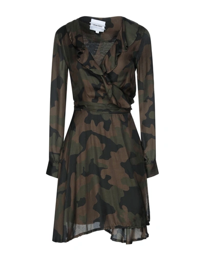 Shop Brand Unique Woman Mini Dress Military Green Size 1 Viscose, Silk