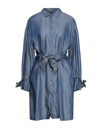 Shop Emporio Armani Woman Mini Dress Blue Size 16 Lyocell