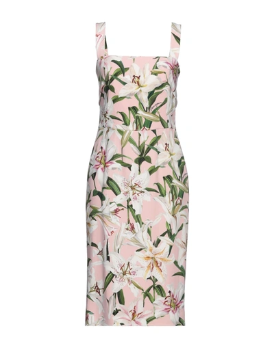 Shop Dolce & Gabbana Woman Midi Dress Pastel Pink Size 12 Viscose, Elastane
