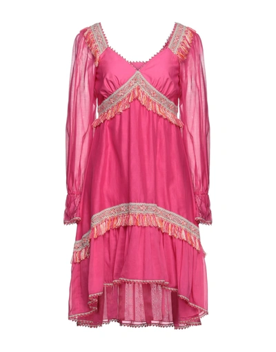Shop Blumarine Woman Midi Dress Fuchsia Size 2 Cotton, Silk In Pink