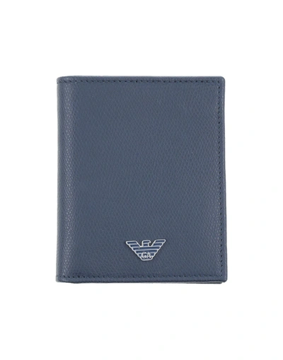 Shop Emporio Armani Man Wallet Navy Blue Size - Bovine Leather, Calfskin, Polyurethane
