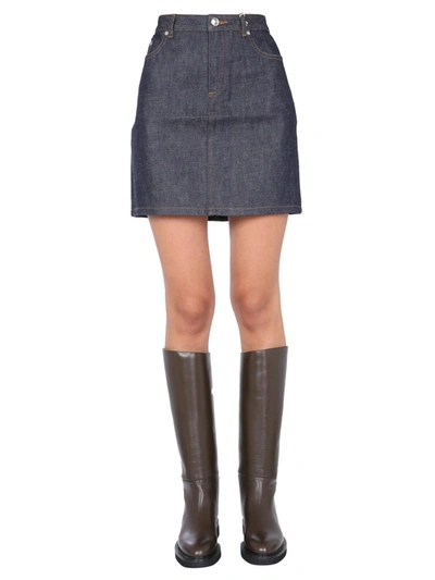 Shop Apc "standar" Skirt In Denim