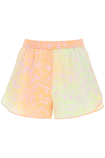 Shop Stella Mccartney Printed Silk Shorts In Orange,green,yellow