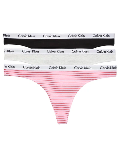 Shop Calvin Klein Carousel Thong 3-pack In Feeder Stripe