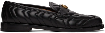 Shop Gucci Black Gg Marmont Loafers In 1000 Nero/nero