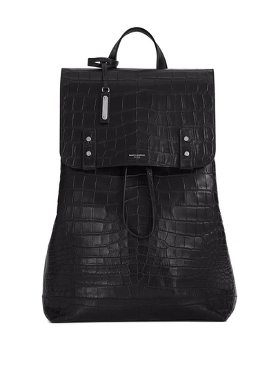 Shop Saint Laurent Sac De Jour Crocodile Effect Backpack In Black