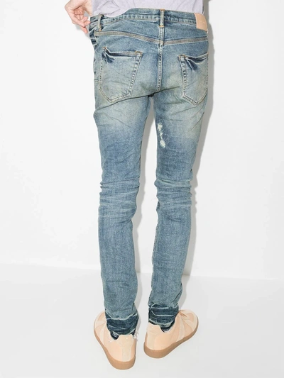 Shop Purple Brand P001 Vintage Distressed-finish Skinny Jeans In Blue