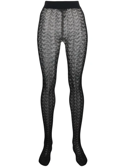 Shop Zadig & Voltaire Monogram-embroidered Tights In Black