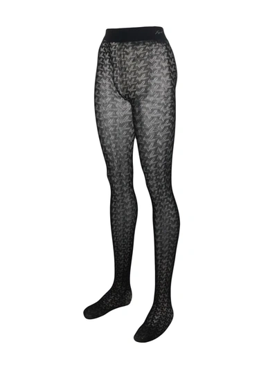 Zadig & Voltaire Monogram-embroidered Tights In Black