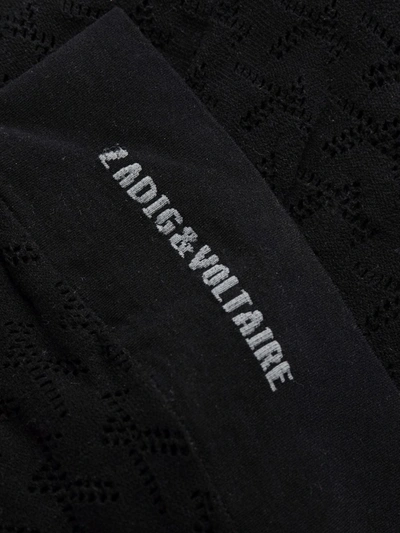 Zadig & Voltaire Monogram-embroidered Tights In Black