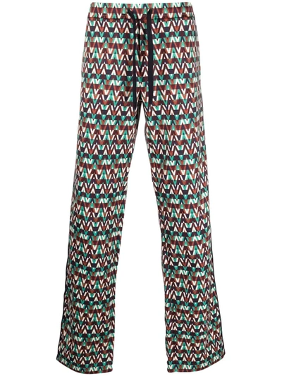 Shop Valentino Optical  Print Track Pants In Green