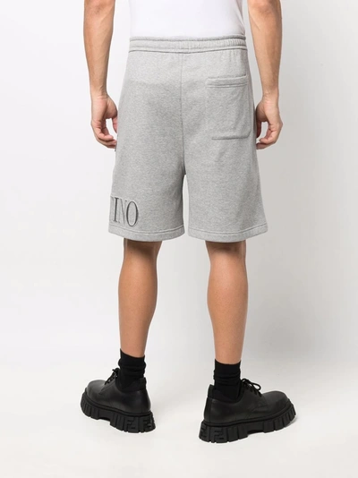 Shop Valentino Logo-embossed Track Shorts In Grey
