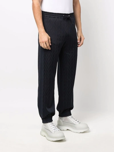Shop Valentino Optical  Jacquard Track Pants In Blue