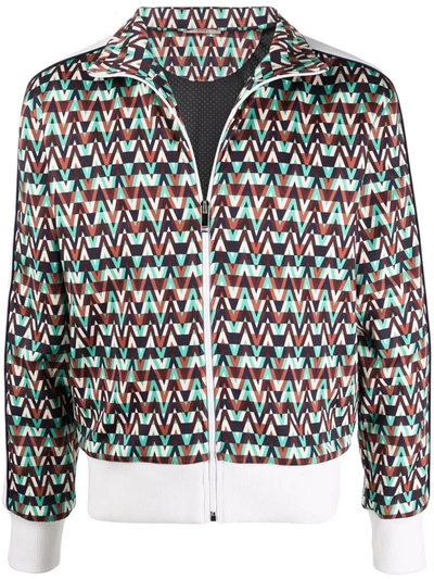 Valentino Stripe-detail Optical Print Jacket In Red