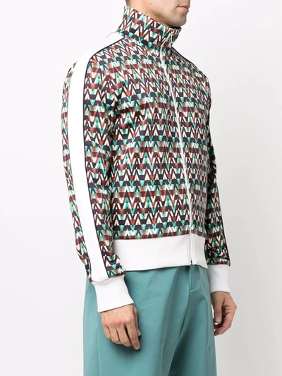 Valentino Stripe-detail Optical Print Jacket In Red