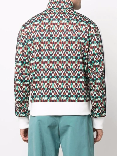 Valentino Stripe-detail Optical Print Jacket In Red