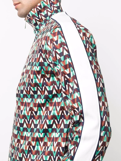 Valentino Stripe-detail Optical Print Jacket In Red