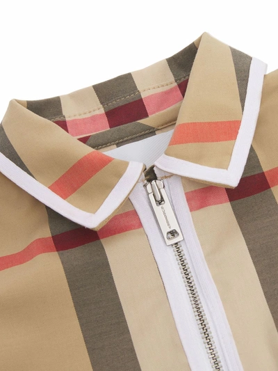 Shop Burberry Zip-up Signature Check Pajamas In Neutrals