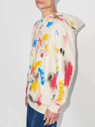 Palm Angels Painted College Logo-print Hoodie In Neutrals
