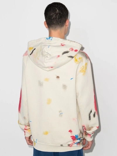 Palm Angels Painted College Logo-print Hoodie In Neutrals