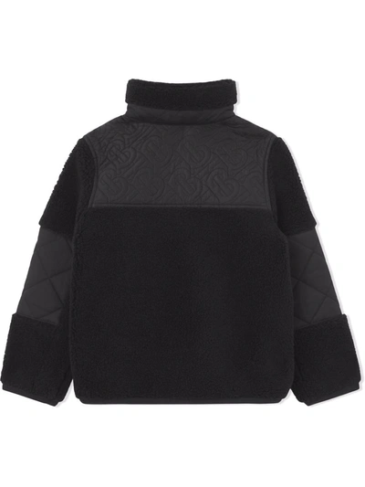 Shop Burberry Monogram-quilted Panelled Fleece Jacket In Black