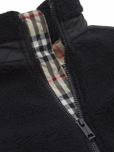 Shop Burberry Monogram-quilted Panelled Fleece Jacket In Black