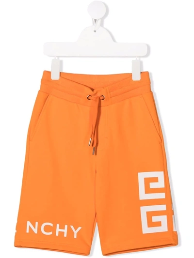 Shop Givenchy Logo-print Track Shorts In Orange