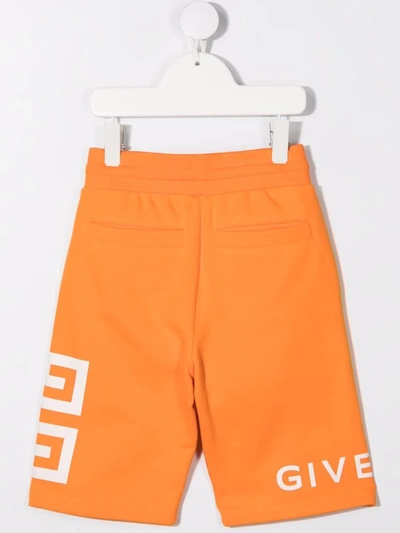 Shop Givenchy Logo-print Track Shorts In Orange