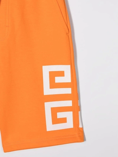 Shop Givenchy Logo-print Track Shorts In Orange