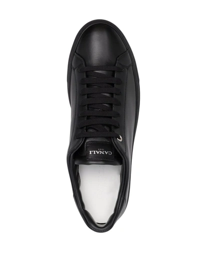 Shop Canali Low-top Leather Sneakers In Black
