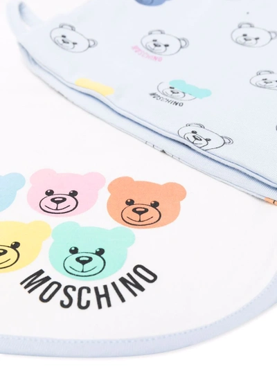 Moschino Teddy-bear Beanie And Bib Set In Blue