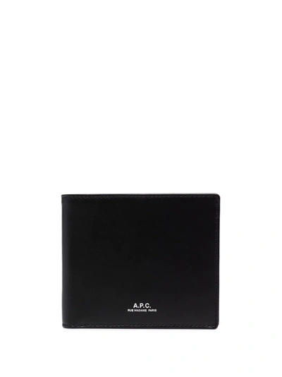 Shop Apc Logo-print Leather Wallet In Black