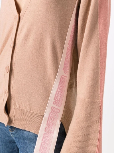 Shop Stella Mccartney Logo-strap Panelled Cardigan In Neutrals